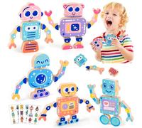HGRGHH Bloques Construccion Niños Juguetes Montessori, Juguetes de Construcción de Robots de Madera, Juguetes De Motricidad Fina para Niños con Botones, Madera Juguete Regalos para 3 4 5 6 Años