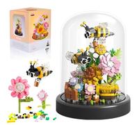 HGRGHH Bloques de Construcción de Árbol Bonsái, Juego de Construcción de Flores de Abeja, con Cúpula a Prueba de Polvo, Juego de Bloques de Construcción Niños y Adultos, Decoración del Hogar 588PCS