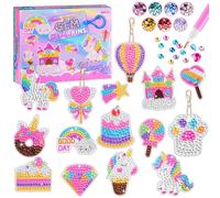 HGRGHH Diamantes para Manualidades para Niñas 6-12 Años, 15PCS Llaveros Pintura Diamantes, 5D Pintura de Diamantes Llavero, Juego de Manualidades de Diamantes, Cumpleaños Regalo para Niñas 6-12 Años