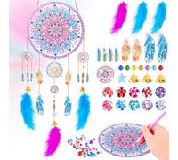 HGRGHH Diamond Painting Atrapasueños, DIY Campanilla de Viento de Pintura Diamante Kit, Pintura de Diamante para Adultos y Niños, Adornos Colgantes con Colgante para Decoración del Hogar (B)