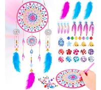 HGRGHH Diamond Painting Atrapasueños, DIY Campanilla de Viento de Pintura Diamante Kit, Pintura de Diamante para Adultos y Niños, Adornos Colgantes con Colgante para Decoración del Hogar y del Jardín
