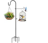 HGRGHH Gancho de Pastor para Exteriores,152 cm/59 pulgadas Jardín de Metal Gancho Estaca con Base de 5 Puntas, Estaca Ajustable de Colgar Plantas, para Luces Solares, Comedero para Pájaros, Linternas