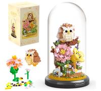 HGRGHH Juego de Construcción de Flores de Bonsái, Mini Bloques de Construcción de Macetas de Búho, Juego de Bloques de Construcción Niños y Adultos, Regalo para Mujeres, Decoración de Interiores