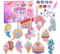 HGRGHH Llaveros Pintura Diamantes, 12Pcs 5D Pintura de Diamantes Llavero, DIY Diamante Pintura Llaveros, Juego de Manualidades Llaveros Diamond Painting, Kit Manualidades para Niños 6 7 8 9 10 11 Años