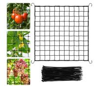 HGRGHH Red de Enrejado Elástico 120 x 120 cm, Scrog Red para Plantas con 4 Ganchos y 100 Bridas de Nailon, Malla Elástica para Plantas Trepadoras, Plantas, Verduras, Frutas y Flores