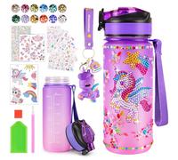 HGRGHH Regalo Niña 4 5 6 7 8 9 10 Años, Pintura con Diamantes Botella Agua Niños de Unicornio, Kit Manualidades de Botellas de Agua para Niños Niña 5 a 12 Años (Unicornio)