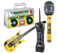 HGSHUO 80 '90's Party Decor Disco Globo Hinchable Radio Teléfono Móvil Micrófono Inflable Instrumentos Juguetes Fiesta Accesorios Retro Hip Hop Disco Rock Carnaval