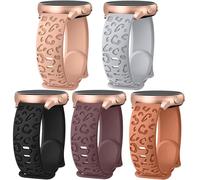 Hgsxst Paquete de 5 correas grabadas de leopardo para Samsung Galaxy Watch 7/FE/6/5/4 de 40 mm, 44 mm, Watch 5 Pro de 45 mm/Watch 6 de 43 mm y 47 mm, Galaxy Active 2, 20 mm, correa de repuesto de