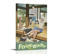 HGTERRGTJ Póster de bruja voladora sobre lienzo, impresión artística para pared, póster estético, pintura artística para habitación, 50 x 75 cm, estilo marco