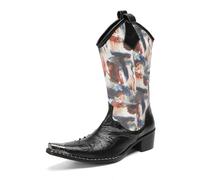 HGTREDPK Laarzen, Halve Laarzen, Comfort Laarzen, Gespikte Puntige Casual Laarzen voor Feest, Nachtclub, Dans, Banket NachtclubBlack,EU39