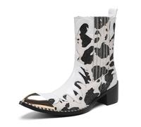 HGTREDPK Laarzen, Korte Laarzen, Flexibel Comfortabele Ademend Laarzen, Puntige Teen Casual Laarzen voor Feest, Nachtclub, Dans, BanketWhite,EU37