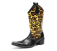 HGTREDPK Laarzen, Mid-kuitlaarzen, Comfortabele laarzen, Gespleten Casual laarzen voor feest, nachtclub, Dans, banketYellow,EU43