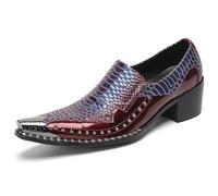 HGTREDPK Schoenen, Ademend Leren Schoenen, Comfortabele Handgemaakte Nieten Banketschoenen voor Feestjes, Casual, Nachtclub, Rock, Zakelijke DansRed,EU39