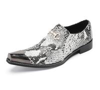 HGTREDPK Schoenen, ademende leren schoenen, metalen neus comfortabele handgemaakte banketschoenen voor Casual nachtclub, zakelijk en dansGrey,EU39