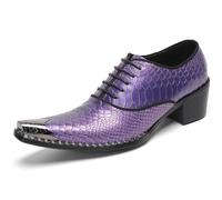 HGTREDPK Schoenen, Leren Schoenen, Handgemaakte Comfortabele Banketschoenen voor Feest Casual Nachtclub Rock Zakelijke DansPurple,EU37