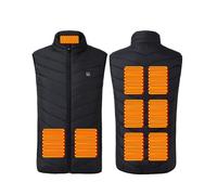 HGTRH Chaleco Calefactable para Hombre y Mujer, Chaleco Térmico con 3 Niveles de Calor y Control Un Botón Chaleco Eléctrico Lavable Calefacción Fibra Carbono para Exterior 9 Zone Black 6XL