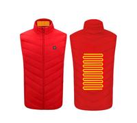 HGTRH Chaleco Calefactable para Hombre y Mujer, Chaleco Térmico con 3 Niveles de Calor y Control Un Botón Chaleco Eléctrico Lavable Calefacción Fibra Carbono para Exterior 2 Zone Red 5XL