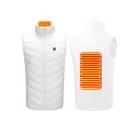 HGTRH Chaleco Calefactable para Hombre y Mujer, Chaleco Térmico con 3 Niveles de Calor y Control Un Botón Chaleco Eléctrico Lavable Calefacción Fibra Carbono para Exterior 2 Zone White 6XL
