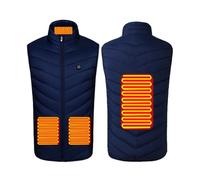 HGTRH Chaleco Calefactable para Hombre y Mujer, Chaleco Térmico con 3 Niveles de Calor y Control Un Botón Chaleco Eléctrico Lavable Calefacción Fibra Carbono para Exterior 4 Zone Blue 2XL