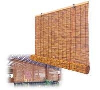 HGTRH Cortina Bambu Exterior Terraza, Retro Persianas Exterior Estores De Bambú con Elevador Anti-UV Cortina Enrollable Ventana Estor Enrollable Bambu para Patio Jardín Carbonized 85x190cm