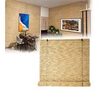 HGTRH Cortina Bambu Exterior Terraza, Retro Persianas Exterior Estores De Bambú con Elevador Anti-UV Cortina Enrollable Ventana Estor Enrollable Bambu para Patio Jardín Natural White Line 85x190cm