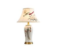 HGTYDV2 Lámpara de Mesa de cerámica de Flores y pájaros lámpara de Chinoiserie Pintada a Mano con Escala de Tela Bordada lámpara de Escritorio de mesita de Noche para Sala de Estar
