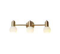 HGTYDV2 Lámparas de baño doradas Latón Luz de tocador de 3 luces sobre espejo Ángulo ajustable E14 Aplique de pared Iluminación con pantallas de vidrio esmerilado blanco lechoso