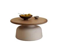 HGTYDV2 Mesa de Centro Redonda Estilo Crema, Mesa Auxiliar de Madera Natural con Patas de Metal, Mesa Auxiliar Moderna y Sencilla para apartamento, Sala de Estar, Dormitorio, balcón
