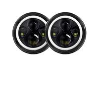 Hguvsjd Faro Principal Montaj Para Land Para Rover Defender 90 110 Faros Delanteros LED De 7 Pulgadas Con Forma De Ojo De Ángel Redondos Halo DRL Faros Delanteros(Black 2pcs)