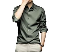 Hgvcfcv Camisa de seda lisa de manga larga para hombre, camisas de seda de lujo para hombre, 10, XXXXXL