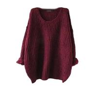 Hgvcfcv Mujer Elegante De Punto O-Cuello Suelto Suéter De Gran Tamaño Jerséis De Punto Señoras Sueltas Prendas De Punto Suave Jersey