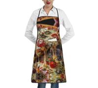 Hgvcse Babero Tasty Pizza Delantal Unisex Hombres Mujeres Cocina Cocina Barbacoa Bolsillo Madre Papá Regalo Festval Chef, Blanco, talla única