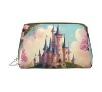 Hgvcse Bolsa de piel de PVC para maquillaje, diseño de cuento de hadas Castle04, bolsa con cremallera, organizador de cosméticos de viaje, uso diario, bolsa de almacenamiento, Blanco, Talla única
