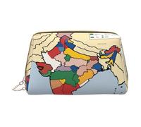 Hgvcse Bolsa de piel de PVC para maquillaje, diseño de mapa del territorio de Delhi, bolsa con cremallera, organizador de cosméticos de viaje, bolsa de almacenamiento para uso diario, Blanco, Talla