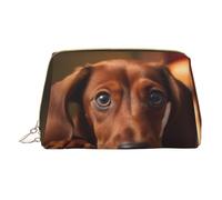 Hgvcse Bolsa de piel de PVC para perros salchicha con cremallera, organizador de cosméticos de viaje, bolsa de almacenamiento para uso diario, color blanco, talla única, Blanco, One Size