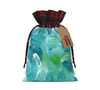 Hgvcse Bolsas con cordón de Navidad con textura de pintura al óleo azul, festivas, reutilizables, 3D, bolsa de regalo, saco de calcetines, recuerdo de fiesta