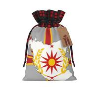Hgvcse Bolsas de Navidad con cordón de la bandera de Macedonia del Norte Map01, reutilizables, 3D, bolsa de regalo, saco de calcetines, recuerdo de fiesta
