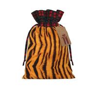 Hgvcse Bolsas de Navidad con diseño de rayas de tigre, con cordón, reutilizables, 3D, bolsa de regalo, saco de calcetines, recuerdo de fiesta