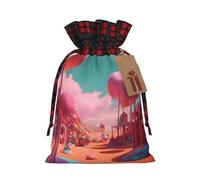 Hgvcse Candy Land - Bolsas con cordón para Navidad, reutilizables, 3D, bolsa de regalo, medias y recuerdos de fiesta