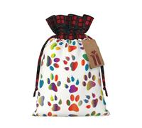 Hgvcse Coloridas bolsas con cordón de Navidad con diseño de pata de perro, reutilizables, 3D, bolsa de regalo, saco de calcetines, recuerdo de fiesta