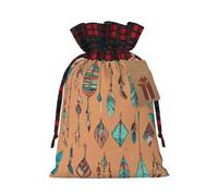 Hgvcse Coloridas plumas dibujadas a mano, bolsas con cordón de Navidad, festivas, reutilizables, 3D, bolsa de regalo, saco de calcetines, recuerdo de fiesta