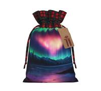 Hgvcse Dark Northern Lights - Bolsas con cordón para Navidad, reutilizables, 3D, para envolver regalos, medias y recuerdos de fiesta