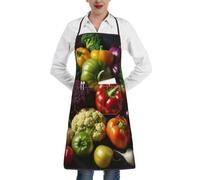 Hgvcse Delantal unisex con peto y frutas y verduras para hombres y mujeres, cocina, barbacoa, bolsillo, regalo para madre o papá, Blanco, talla nica