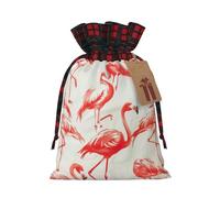 Hgvcse Flamingos On White - Bolsas de Navidad con cordón, reutilizables, 3D, para envolver regalos, medias y recuerdos de fiesta