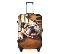 Hgvcse Funda de equipaje divertida de viaje con diseño de bulldog inglés, protector de maleta de 18 a 32 pulgadas, accesorio esencial para vacaciones, color blanco, pequeño, Blanco, Small