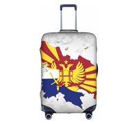 Hgvcse Funda de equipaje Map04 con la bandera de Macedonia del Norte, protector de maleta de 18 a 32 pulgadas, accesorio esencial para las vacaciones, color blanco, mediano, Blanco, Medium