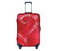Hgvcse Funda protectora de equipaje para el día de San Valentín, diseño de flores y corazón rojo, protector de maleta de 18 a 32 pulgadas, accesorio esencial para vacaciones, color blanco, mediano,