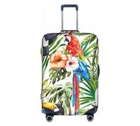 Hgvcse Funda protectora de equipaje para tucanes de viaje, hojas de palmera, loro, 18-32 pulgadas, accesorio esencial para las vacaciones, color blanco, mediano, Blanco, Medium