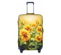 Hgvcse Funda protectora de maleta de viaje con pintura al óleo de girasol, de 45,7 a 81,3 cm, accesorio esencial para vacaciones, color blanco, mediano, Blanco, Medium