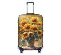 Hgvcse Funda protectora de maleta de viaje con pintura al óleo de girasol, de 45,7 a 81,3 cm, accesorio esencial para vacaciones, color blanco, mediano, Blanco, Medium